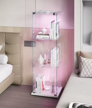 Moderne Glazen Vitrinekast met LED – 3 Planken en Slot, Wit