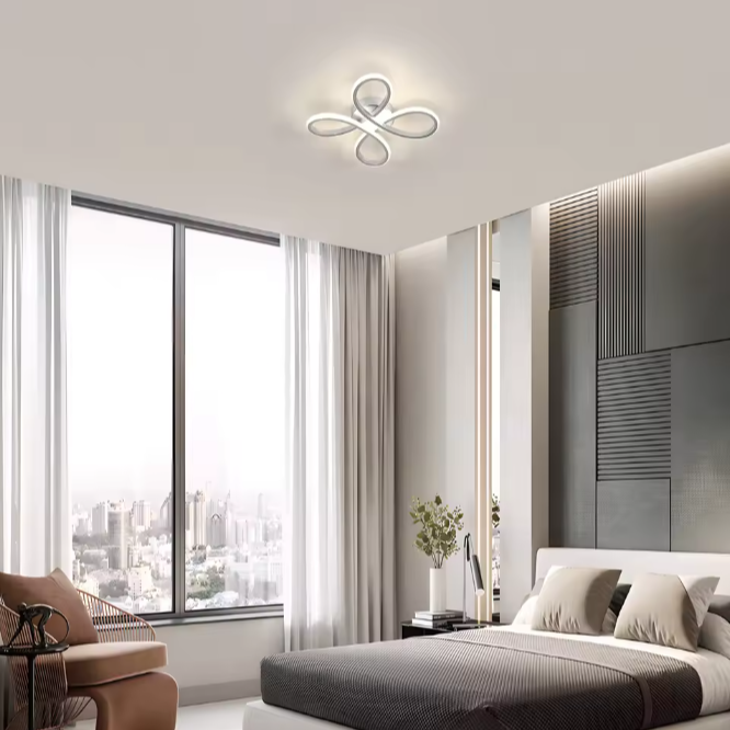 Bloemvormige LED Plafondlamp – 30W Zilver, Modern & Elegant