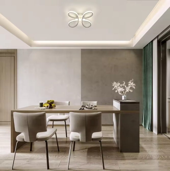 Bloemvormige LED Plafondlamp – 30W Zilver, Modern & Elegant