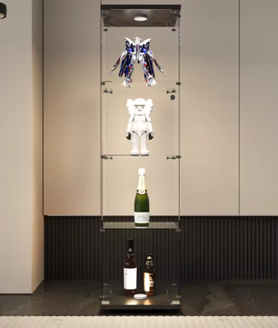 4-Laags Glazen Vitrinekast met LED-Verlichting – Moderne Displaykast