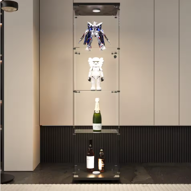 4-Laags Glazen Vitrinekast met LED-Verlichting – Moderne Displaykast