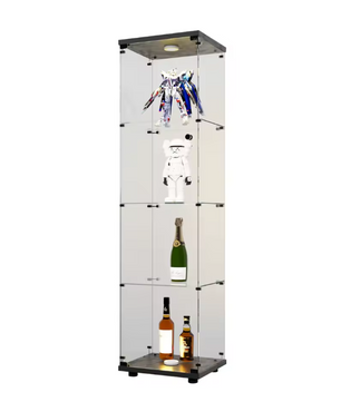 4-Laags Glazen Vitrinekast met LED-Verlichting – Moderne Displaykast