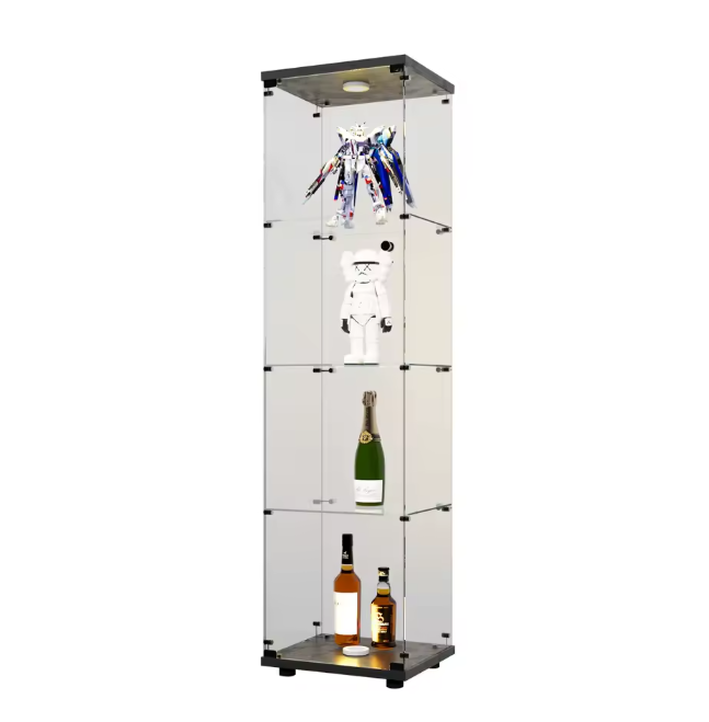 4-Laags Glazen Vitrinekast met LED-Verlichting – Moderne Displaykast