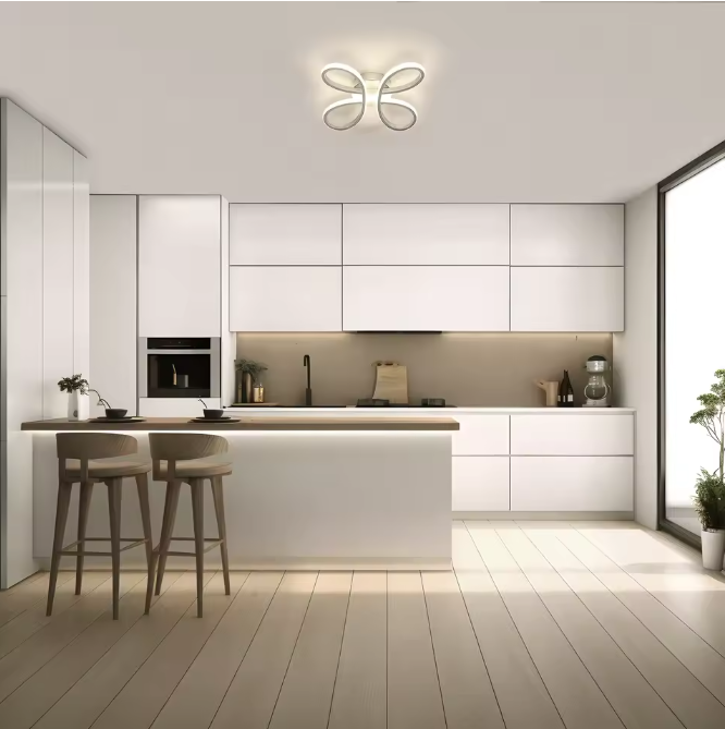 Bloemvormige LED Plafondlamp – 30W Zilver, Modern & Elegant