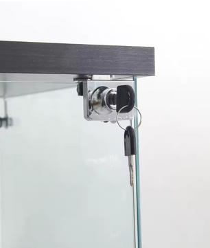 Glazen Vitrinekast met LED-Verlichting – 3 Planken en Slot, Zwart