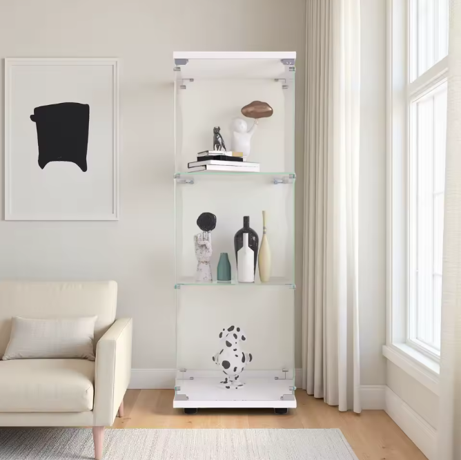 Drielaagse Glazen Vitrinekast met Slot – Moderne Displaykast