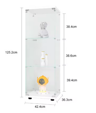 Drielaagse Glazen Vitrinekast met Slot – Moderne Displaykast