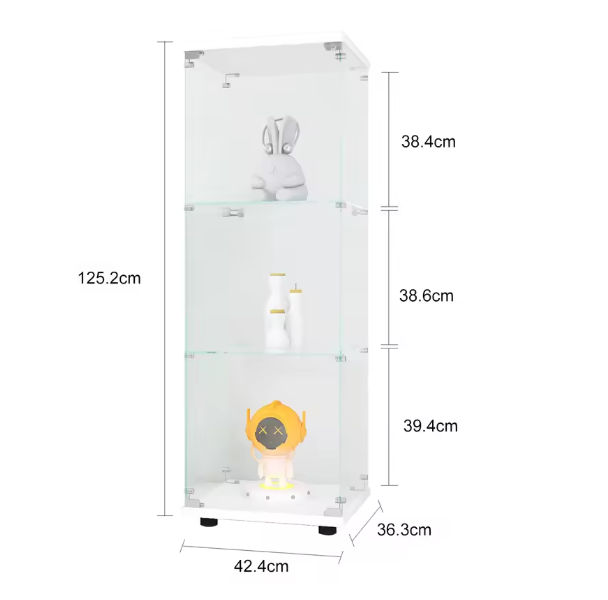 Drielaagse Glazen Vitrinekast met Slot – Moderne Displaykast