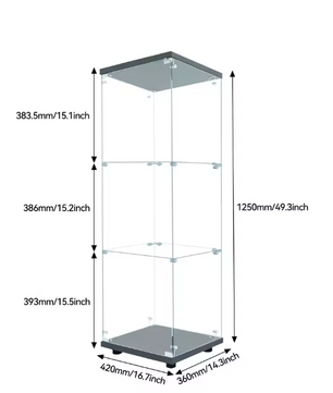 Moderne Glazen Vitrinekast met LED – 3 Planken en Slot (125×42×36 cm)