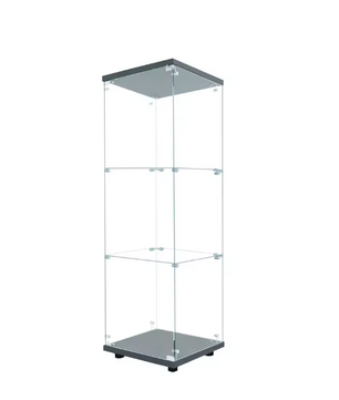 Moderne Glazen Vitrinekast met LED – 3 Planken en Slot (125×42×36 cm)