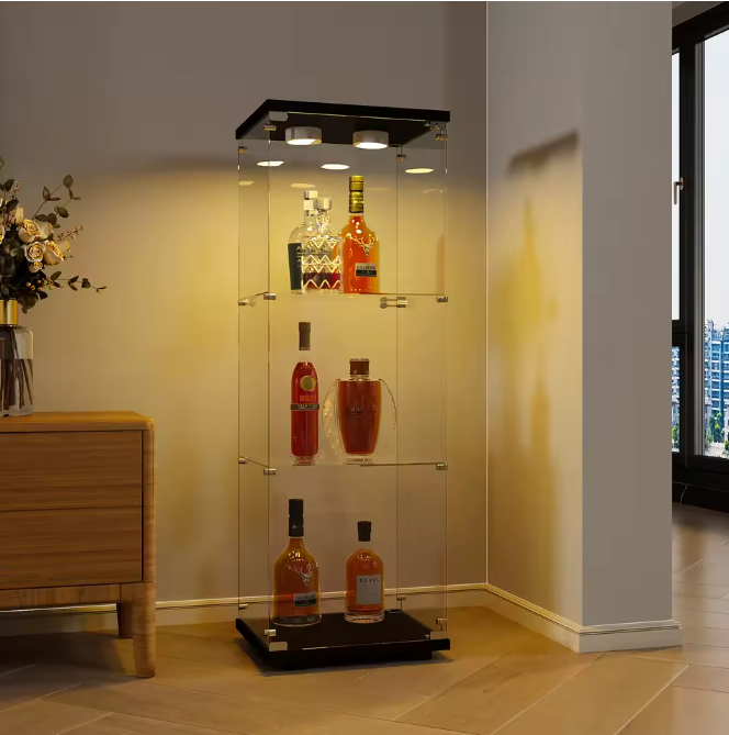 Moderne Glazen Vitrinekast met LED – 3-Laags Displaykast