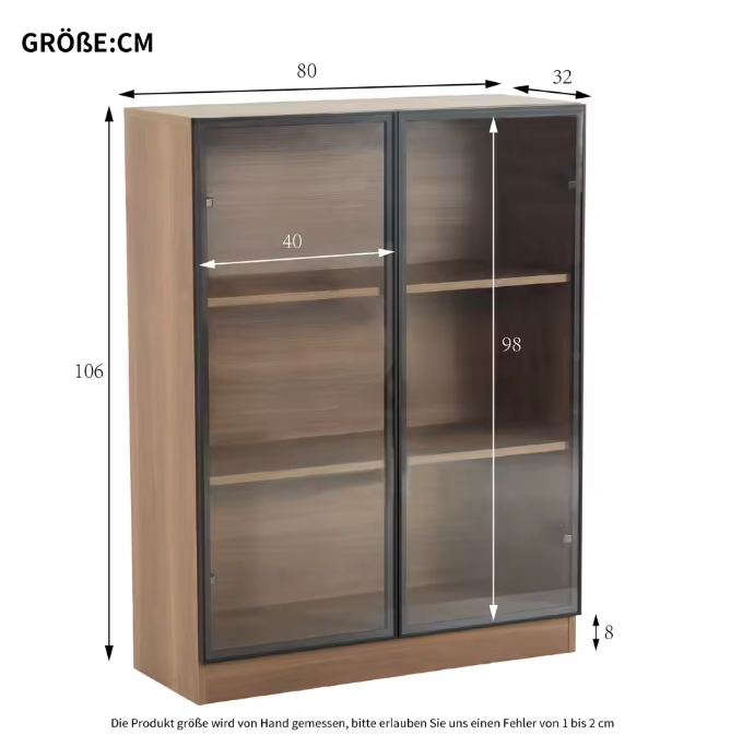 Glazen Vitrinekast met LED-Verlichting – Moderne Zwarte Displaykast