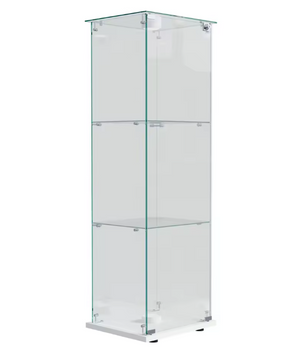 Moderne Witte Glazen Vitrinekast met LED – 3-Laags en Slot