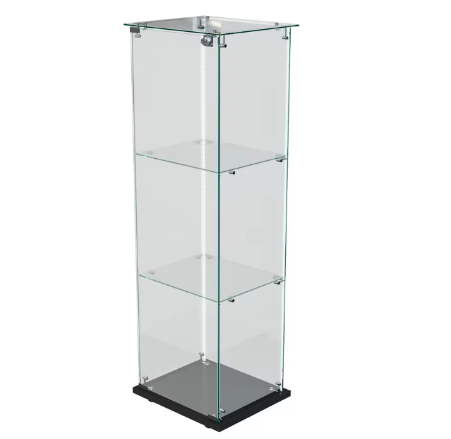 Compacte Glazen Vitrinekast met LED – Zwarte Displaykast 3-Laags