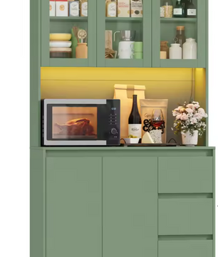 Keukenbuffetkast met LED en Stopcontacten – 100×38,5×180 cm Opbergkast met Lades en Verstelbare Planken