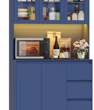 Keukenbuffetkast met LED en Stopcontacten – 100×38,5×180 cm Opbergkast met Lades en Verstelbare Planken