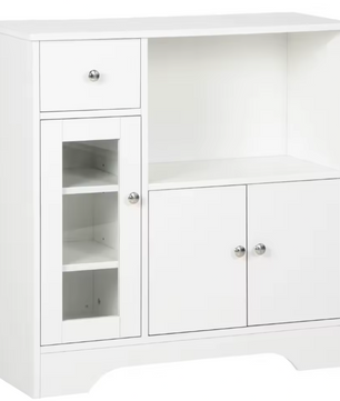 Modern Keukendressoir met Glazen Deur, Lade en Planken – 80×30×82 cm Opbergkast