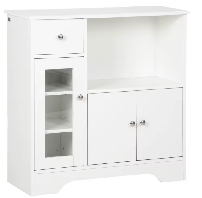 Modern Keukendressoir met Glazen Deur, Lade en Planken – 80×30×82 cm Opbergkast