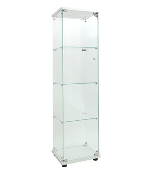 Glazen Vitrinekast met LED-Verlichting – 4-Laags Gehard Glas Displaykast voor Boeken, Modellen en Collecties