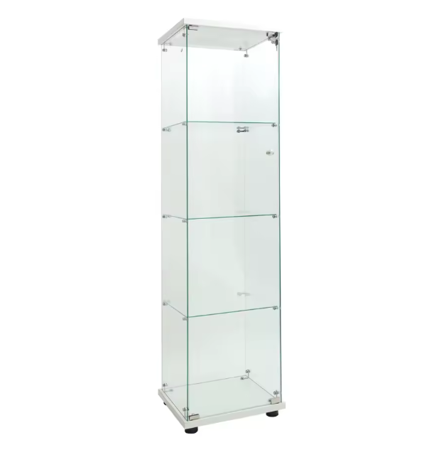 Glazen Vitrinekast met LED-Verlichting – 4-Laags Gehard Glas Displaykast voor Boeken, Modellen en Collecties