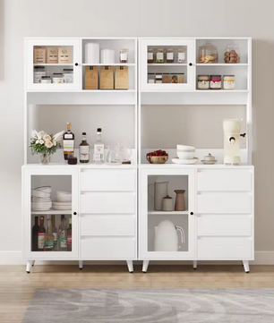 Hoge Keukenkast met Glazen Deuren en 4 Lades – 80×40×180 cm