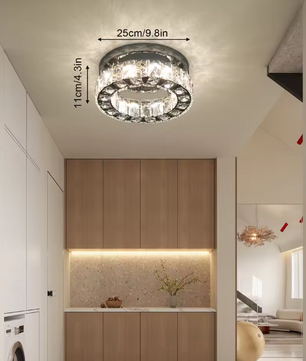 Moderne Kristallen Kroonluchter – Ronde LED Plafondlamp met Afstandsbediening