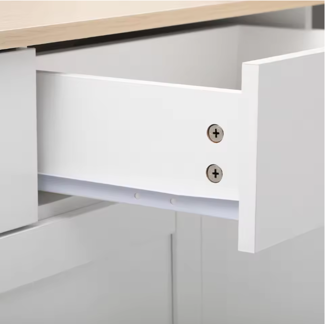 Dressoir met 4 Deuren en 3 Lades – Wit Houtnerf, 160×37×75 cm