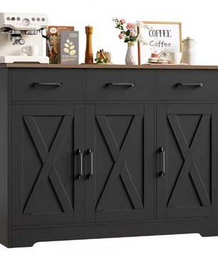 Dressoir met 3 Lades en 3 Deuren – Keukenkast met Werkblad, 108×38.5×81 cm