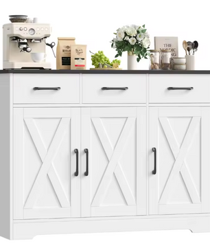 Dressoir met 3 Lades en 3 Deuren – Keukenkast met Werkblad, 108×38.5×81 cm