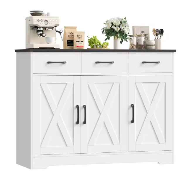 Dressoir met 3 Lades en 3 Deuren – Keukenkast met Werkblad, 108×38.5×81 cm