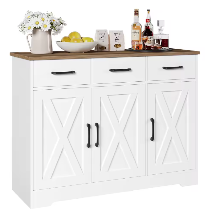 Dressoir met 3 Lades en 3 Deuren – Keukenkast met Werkblad, 108×38.5×81 cm