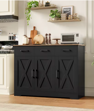 Dressoir met 3 Lades en 3 Deuren – Keukenkast met Werkblad, 108×38.5×81 cm