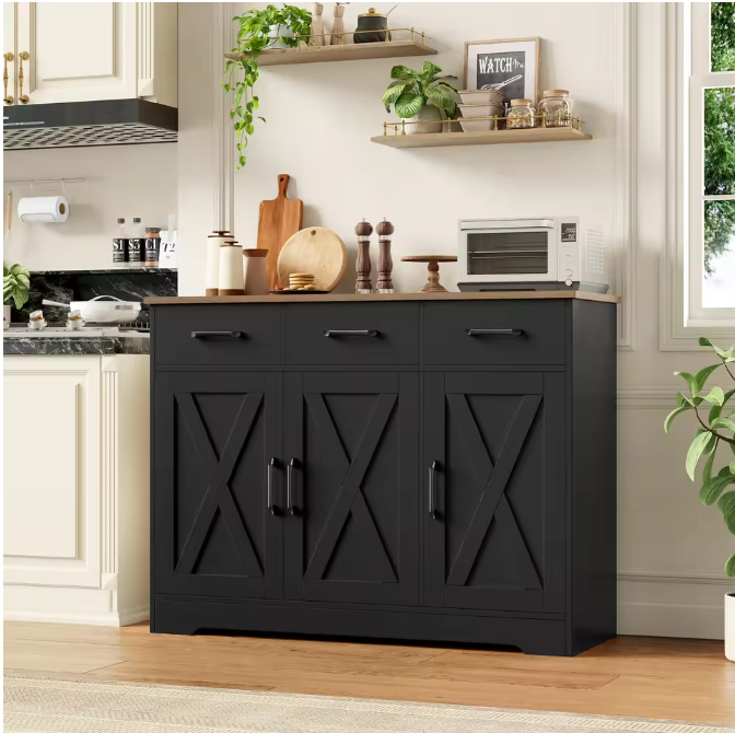 Dressoir met 3 Lades en 3 Deuren – Keukenkast met Werkblad, 108×38.5×81 cm