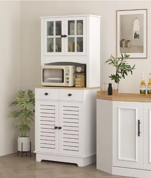 Keukenkast met Verstelbare Planken – Hoge Opbergkast met Deuren en Laden, 68×39.5×170 cm