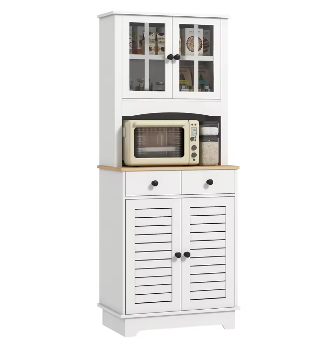 Keukenkast met Verstelbare Planken – Hoge Opbergkast met Deuren en Laden, 68×39.5×170 cm