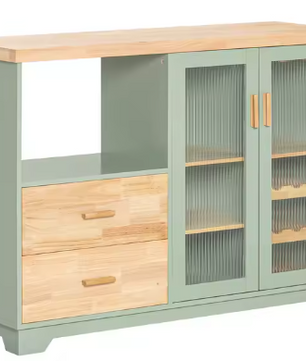 Buffetdressoir met Glazen Deuren – Keukenkast en Halkast voor Opbergen