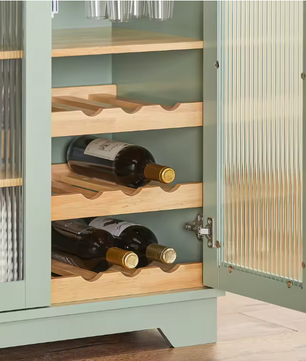 Buffetdressoir met Glazen Deuren – Keukenkast en Halkast voor Opbergen