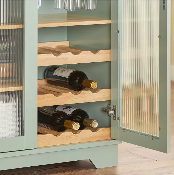 Buffetdressoir met Glazen Deuren – Keukenkast en Halkast voor Opbergen