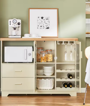 Buffetdressoir met Glazen Deuren – Keukenkast en Halkast voor Opbergen