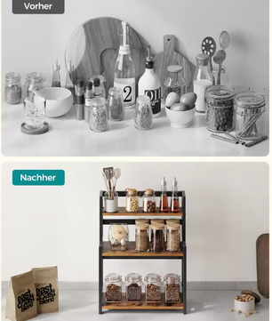 Kruidenrek met 3 Niveaus – Bamboe Keukenplank en Opbergrek voor Werkblad