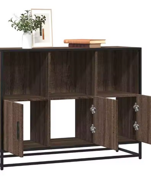 Modern Eiken Dressoir – Opbergkast van MDF en Metaal, 100×35×76 cm