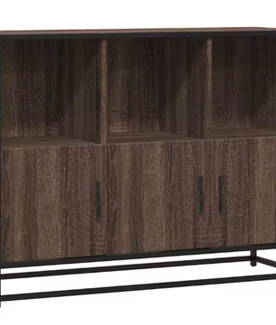 Modern Eiken Dressoir – Opbergkast van MDF en Metaal, 100×35×76 cm