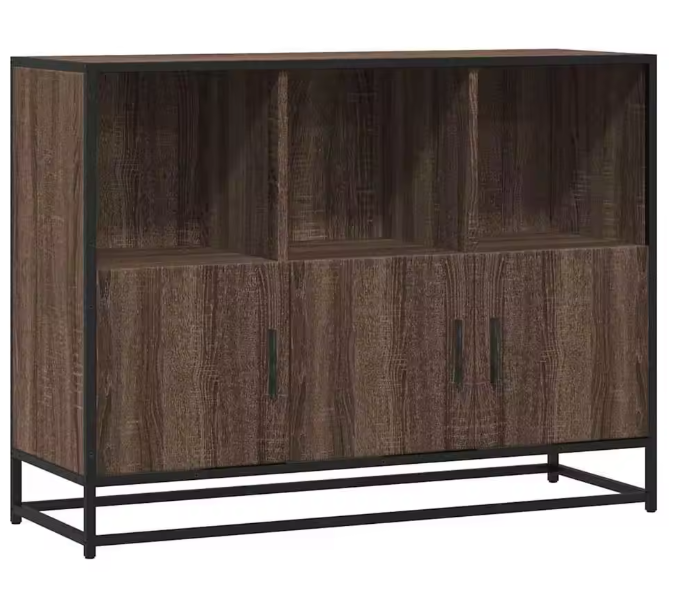 Modern Eiken Dressoir – Opbergkast van MDF en Metaal, 100×35×76 cm