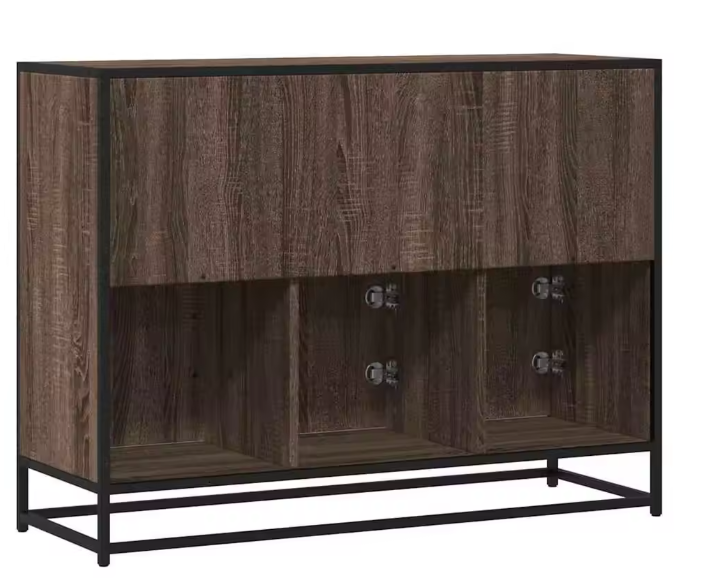 Modern Eiken Dressoir – Opbergkast van MDF en Metaal, 100×35×76 cm