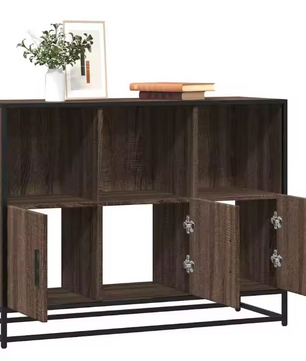 Modern Eiken Dressoir – Opbergkast van MDF en Metaal, 100×35×76 cm