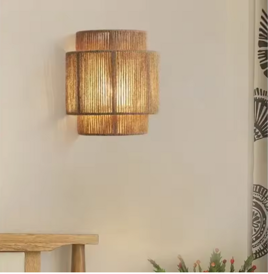 Moderne Wandlamp van Henneptouw – Handgemaakte Bed- & Sfeerverlichting
