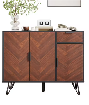 Zwart Houten Opbergkast – Sideboard met Verstelbare Planken