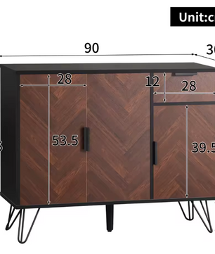 Zwart Houten Opbergkast – Sideboard met Verstelbare Planken