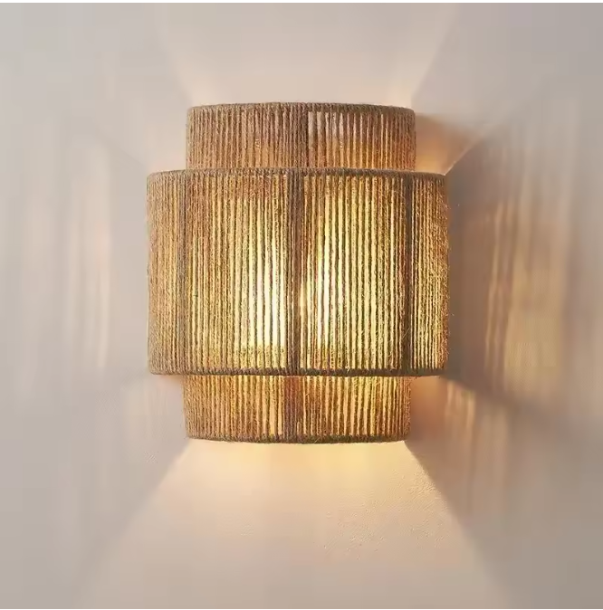 Moderne Wandlamp van Henneptouw – Handgemaakte Bed- & Sfeerverlichting