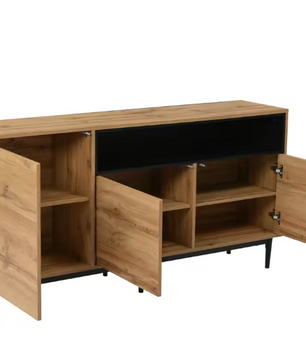 Houten Dressoir met 3 Deuren – Moderne Keukenkast met Planken, 160×35×76 cm
